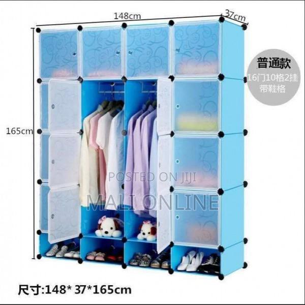 3 Column Plastic Wardrobe With Shoe Cabinet Portable - thumbnail 2