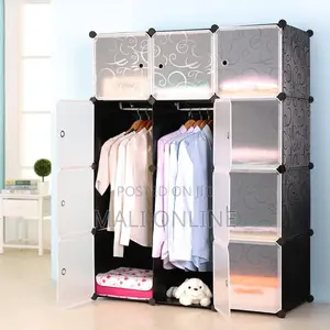 3 Column Plastic Wardrobe With Shoe Cabinet Portable