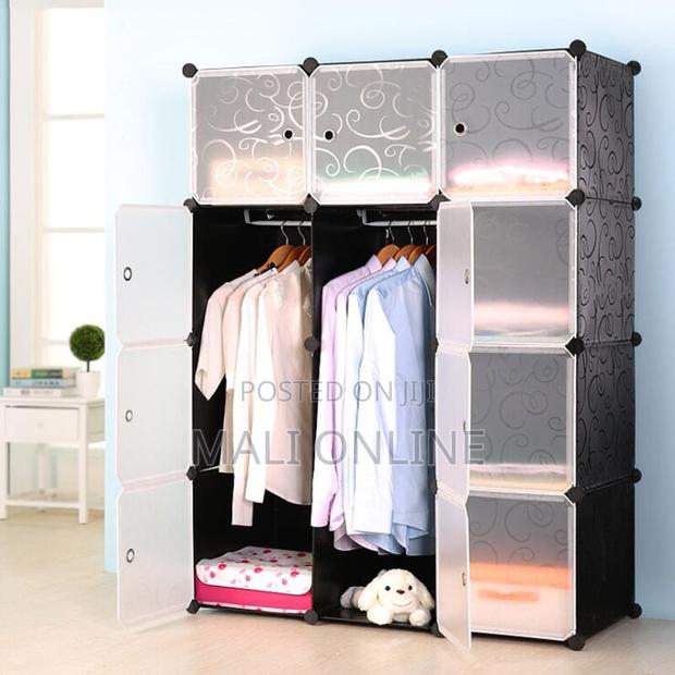 3 Column Plastic Wardrobe With Shoe Cabinet Portable - thumbnail 5