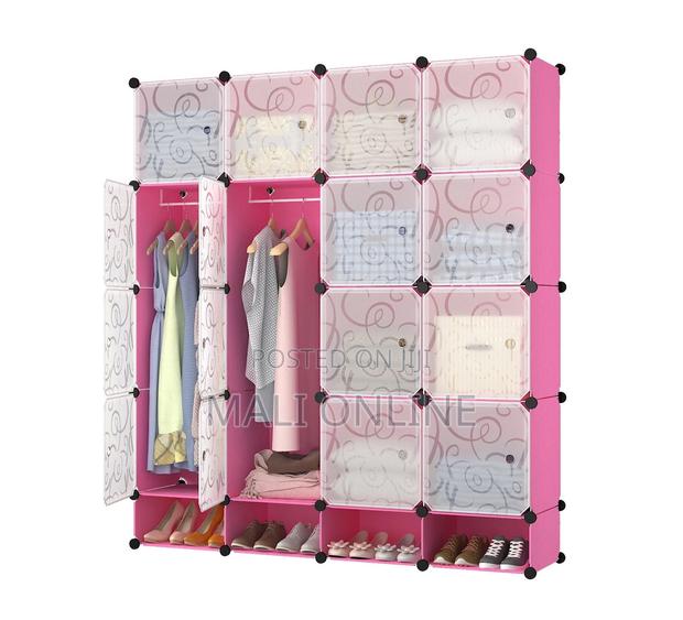 3 Column Plastic Wardrobe With Shoe Cabinet Portable - thumbnail 6