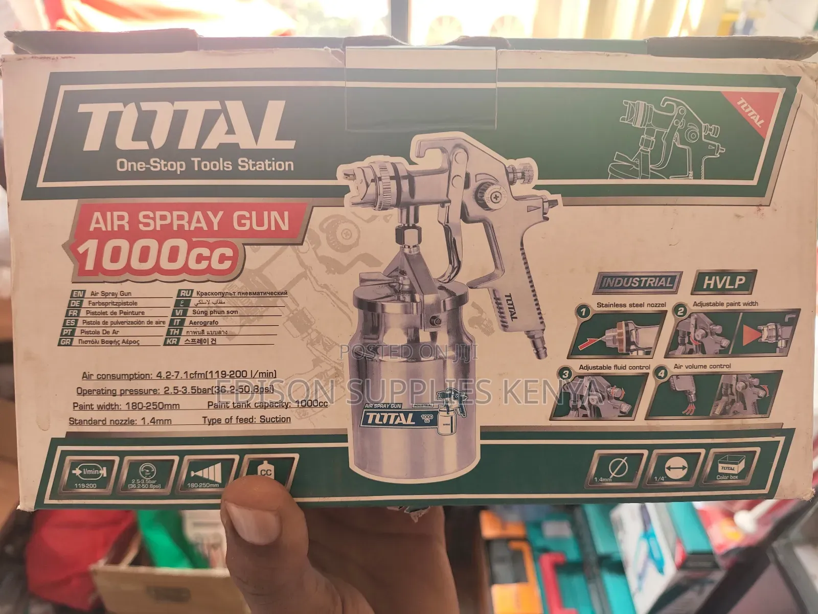 Paint Air Spray Gun 1000ml Total Air Compressor HVLP 1.4mm Nozzle