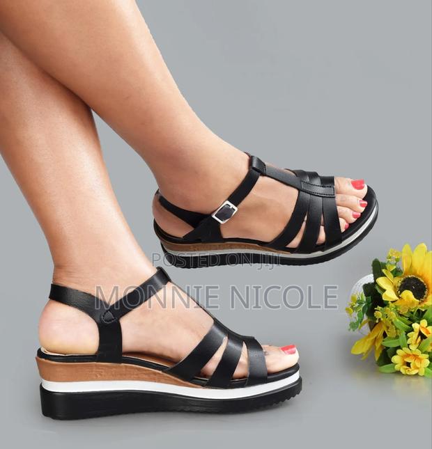 Leather Open Wedge Shoes - main view