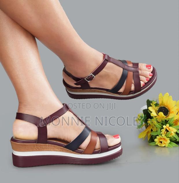 Leather Open Wedge Shoes - thumbnail 3