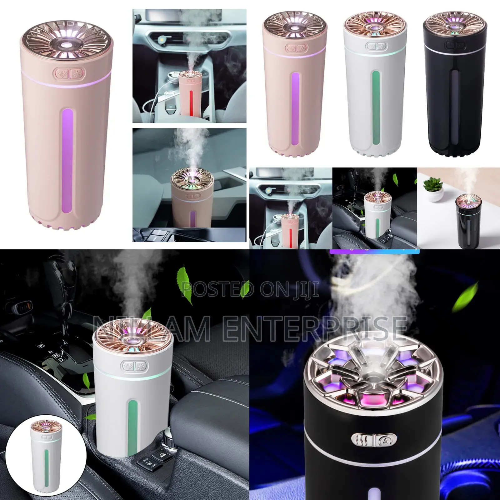 Wireless Car Air Humidifier With Colorful Night Light 300ml