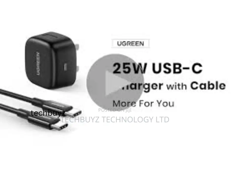 Ugreen Usb-C 25w Pd Charger With C-C 2m Cable Uk Black-Cd250