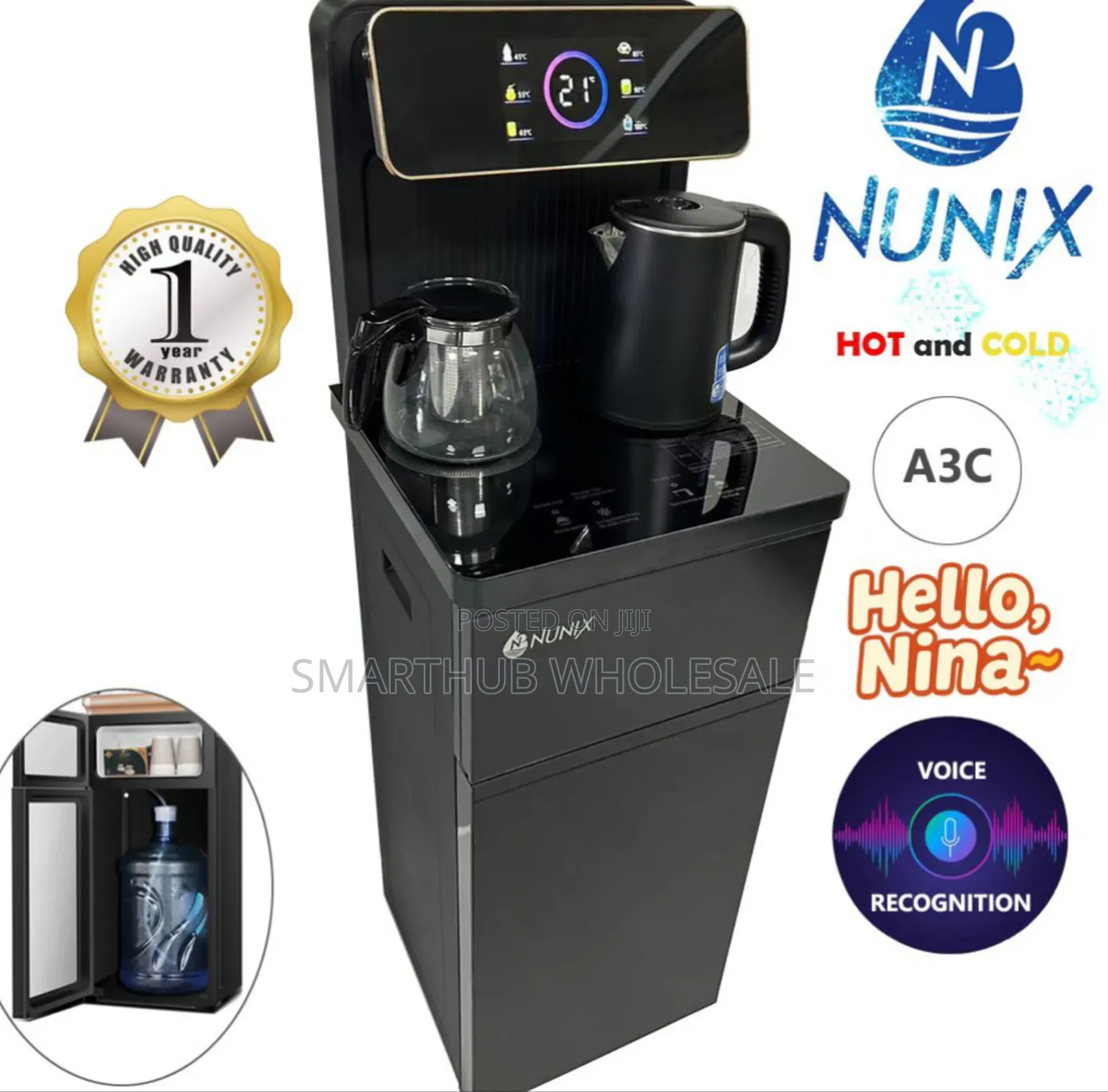 Nunix A3c Hot, Cold Bottom Load Water Dispenser With Voice.