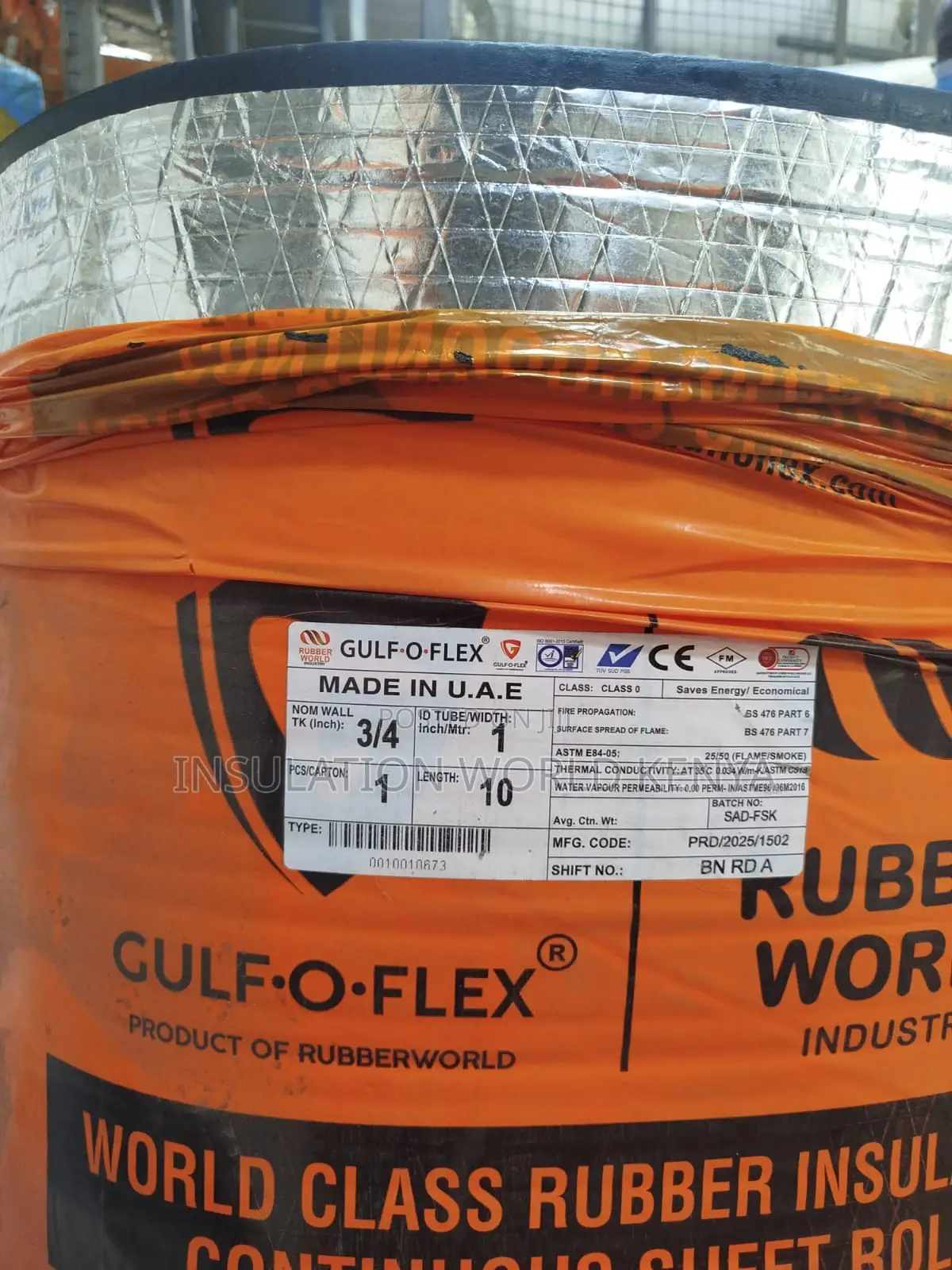 Armaflex Insulation Roll (Foil +Adhesive)10mx1mx19mm(3/4")