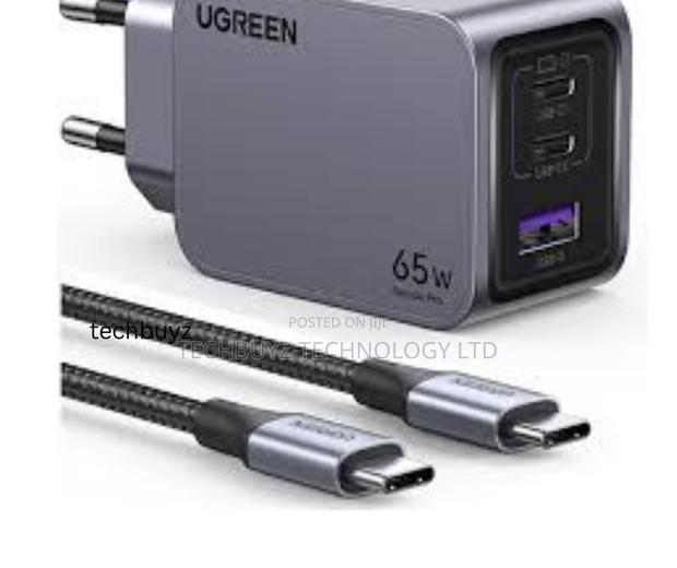 Ugreen Nexode Pro 65w 3-Port Gan Fast Charger Uk Grey+1.5m