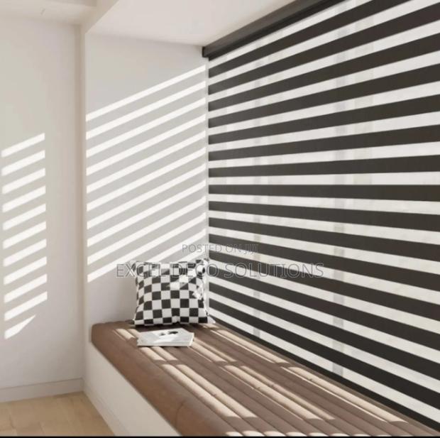 Dual-Layered Charcoal Zebra Blind