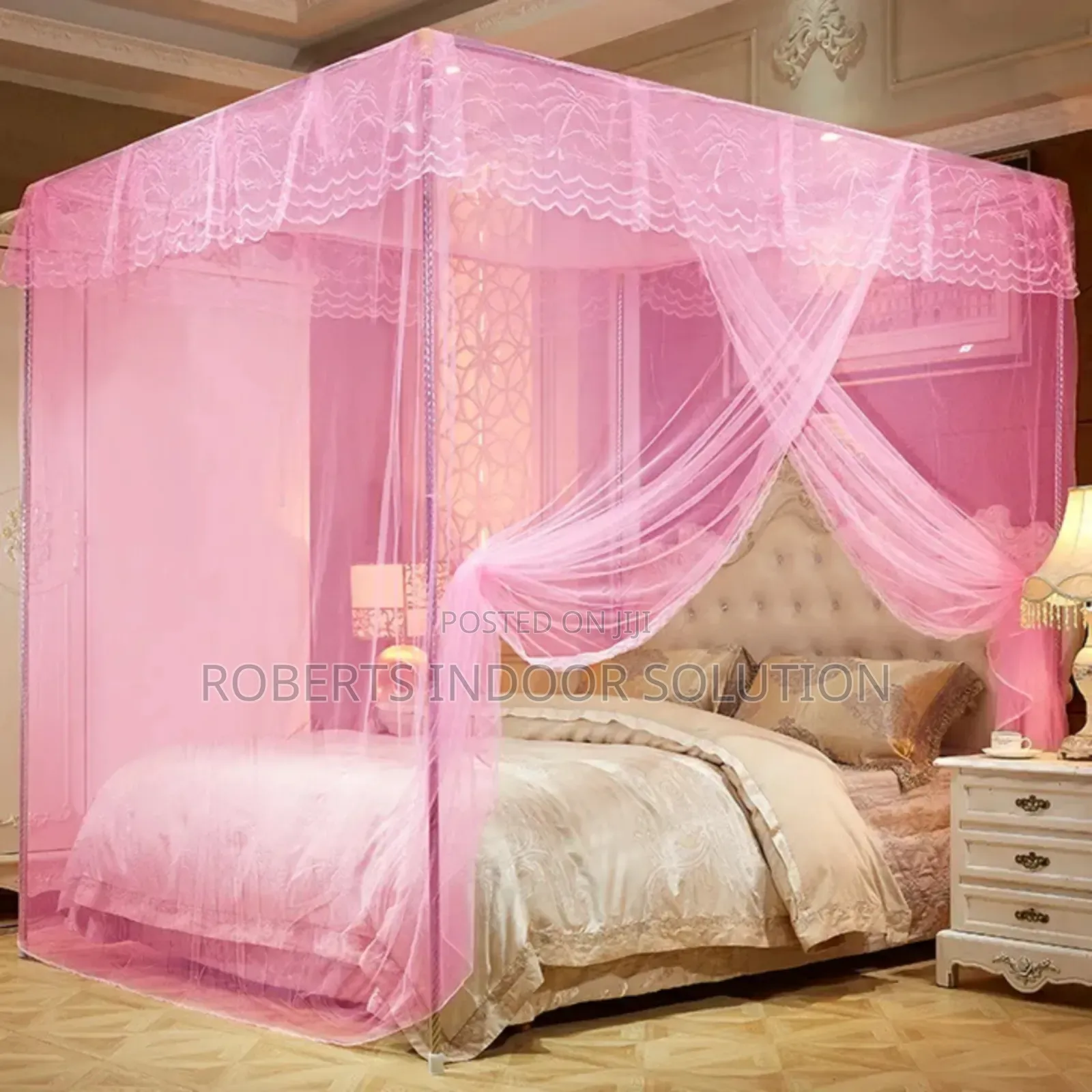 Out-and-Out Pink Four Stand Mosquito Net