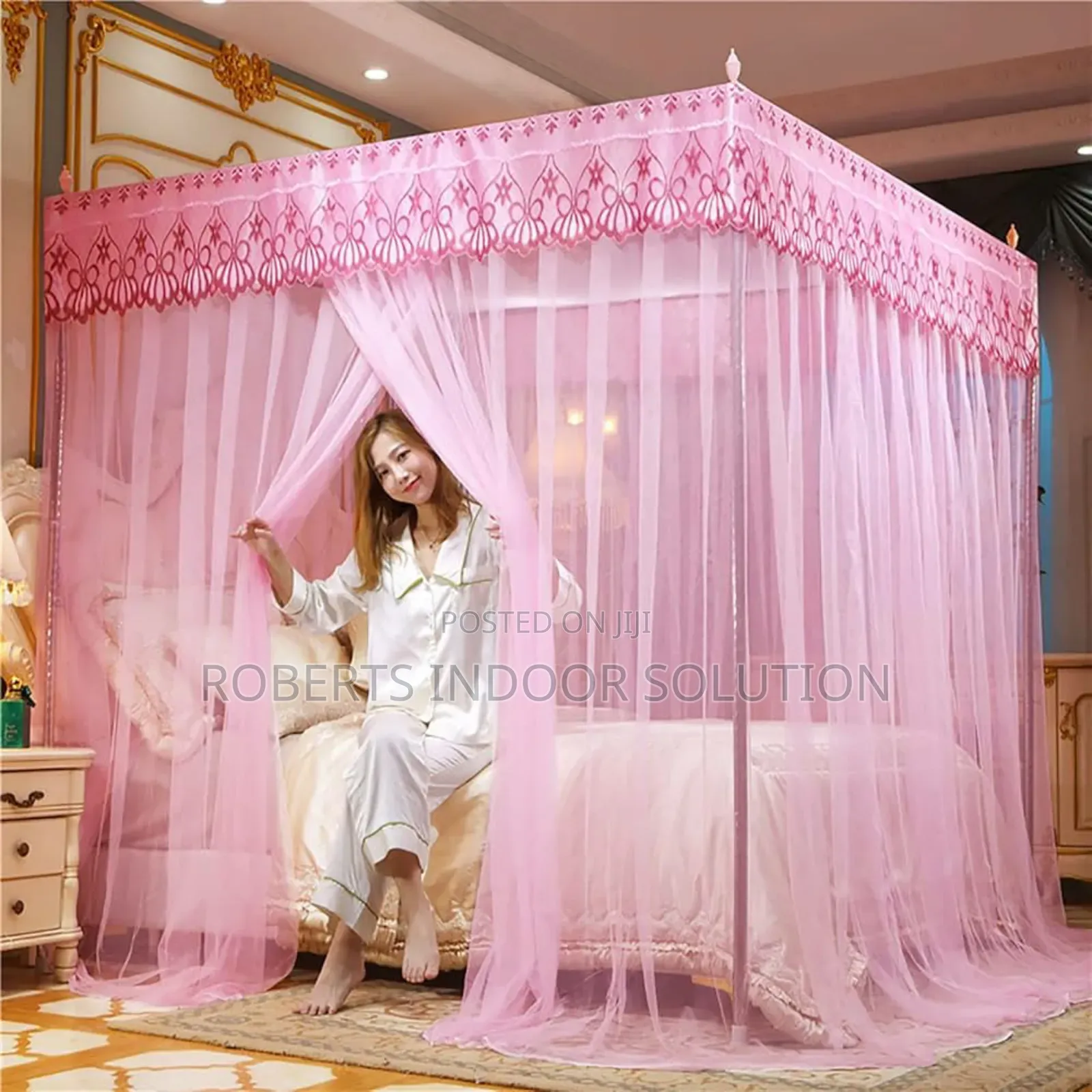 Out-and-Out Pink Four Stand Mosquito Net