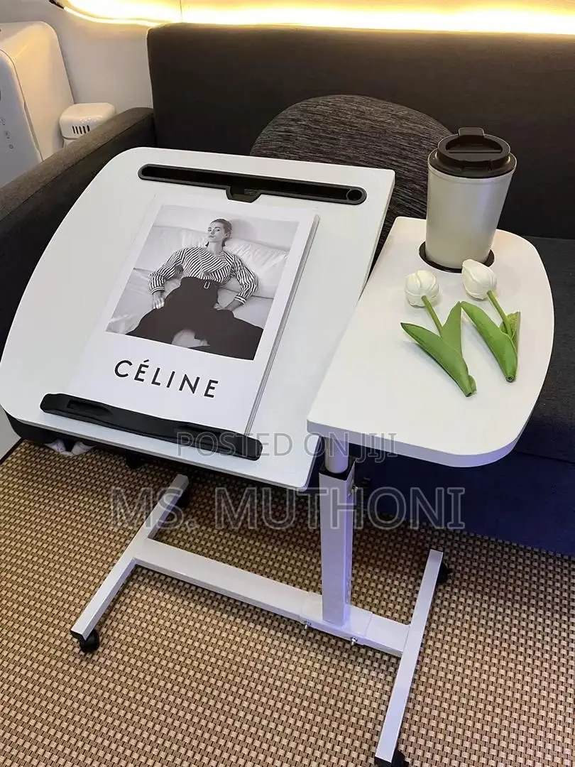 Adjustable Overbed Laptop/Breakfast Table With Wheels
