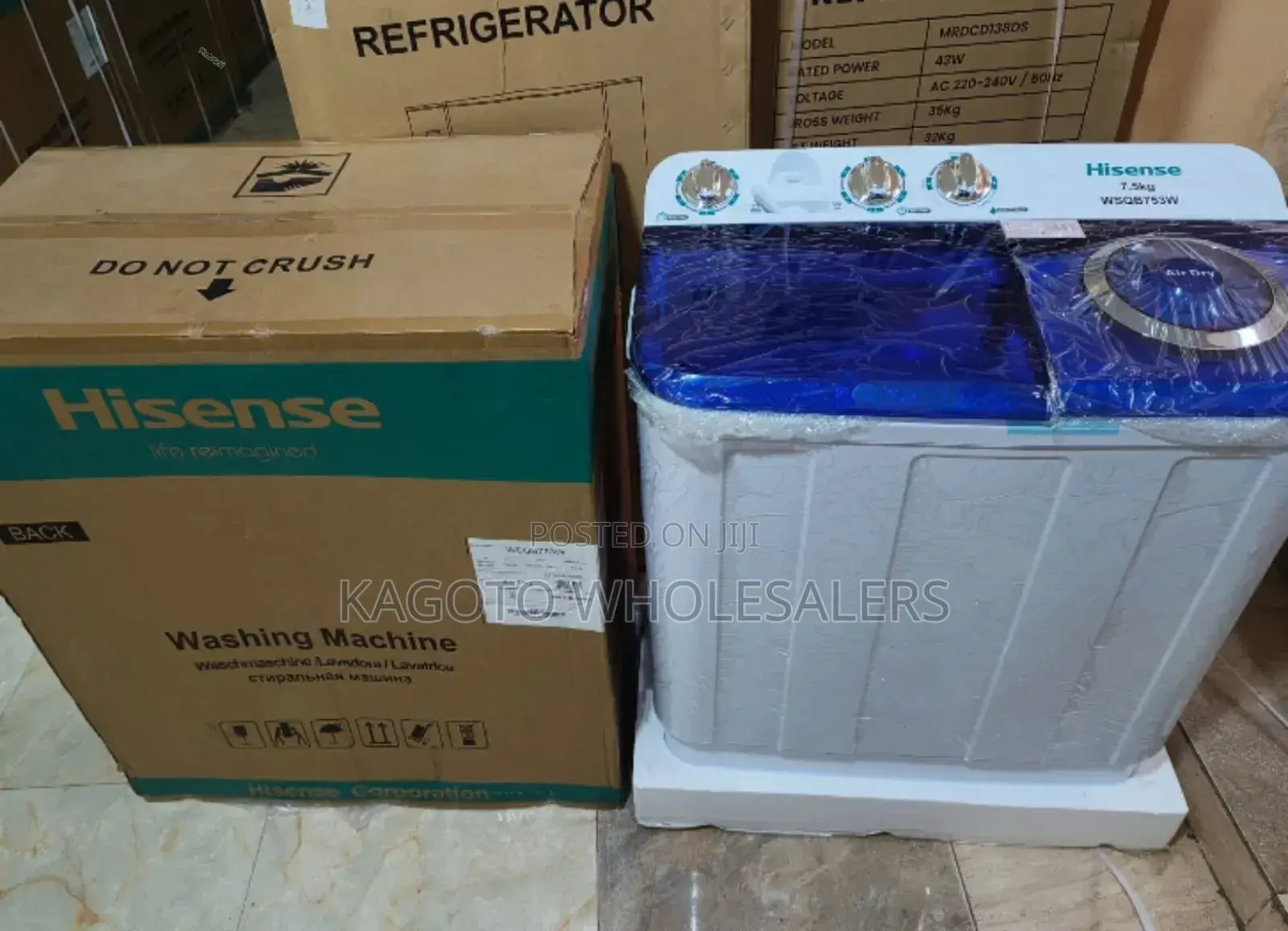 White 7.5 KGS Hisense Washing Machine