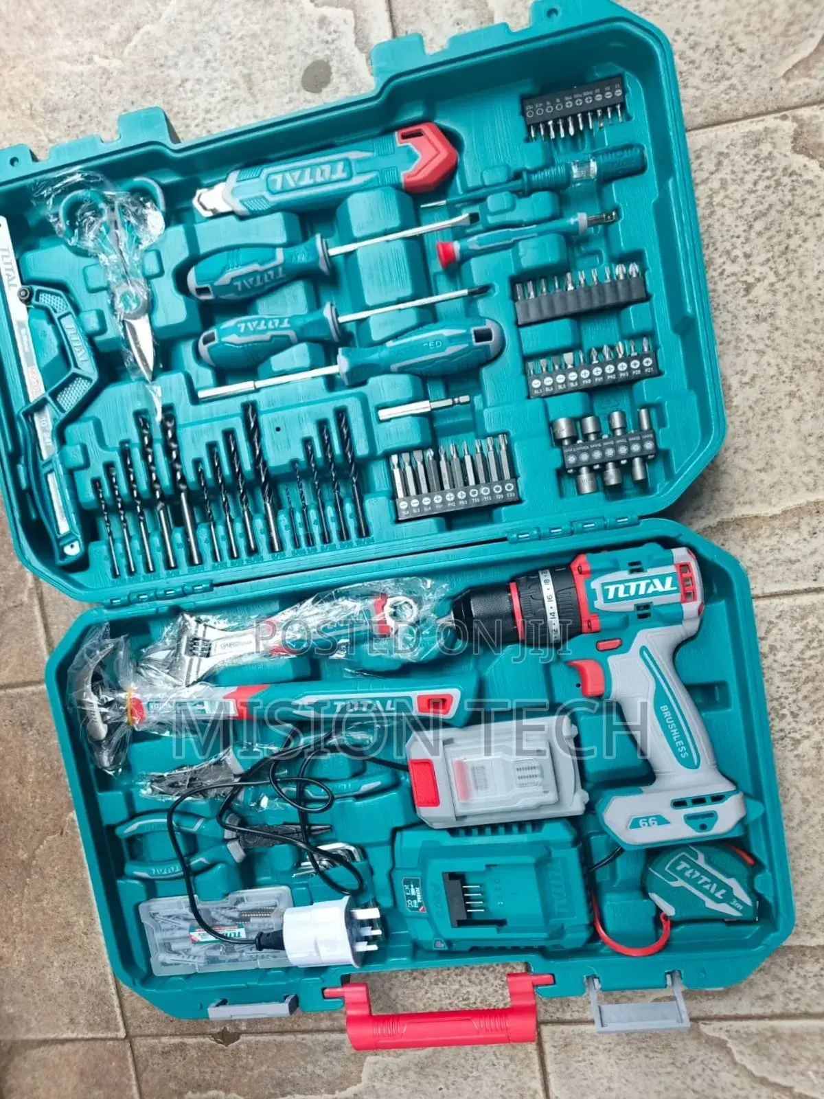 Total 165pcs Tool Set With 20v Cordless Impact Drill 