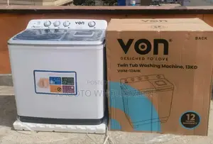 Von 13kgs Twin Tub Washing Machine -White