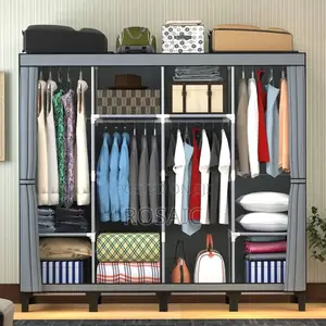 Grey 4 Column Metallic Wardrobe
