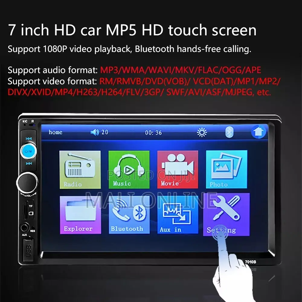 7" Double 2 Din Touch Screen Car Stereo Mp5 Player