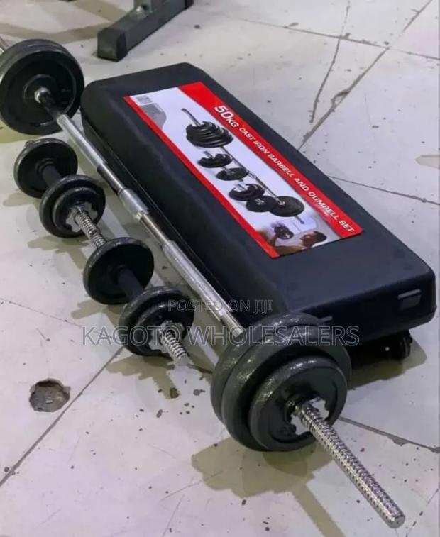 Black 50 KGS Barbell and Dumbbell +Case
