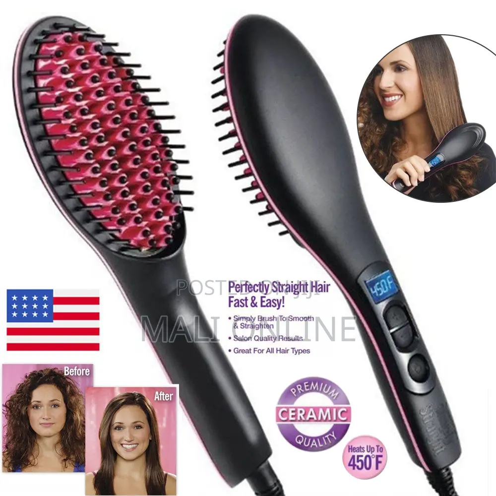 Electric Hair Straightener Brush With Ionic Hot Comb