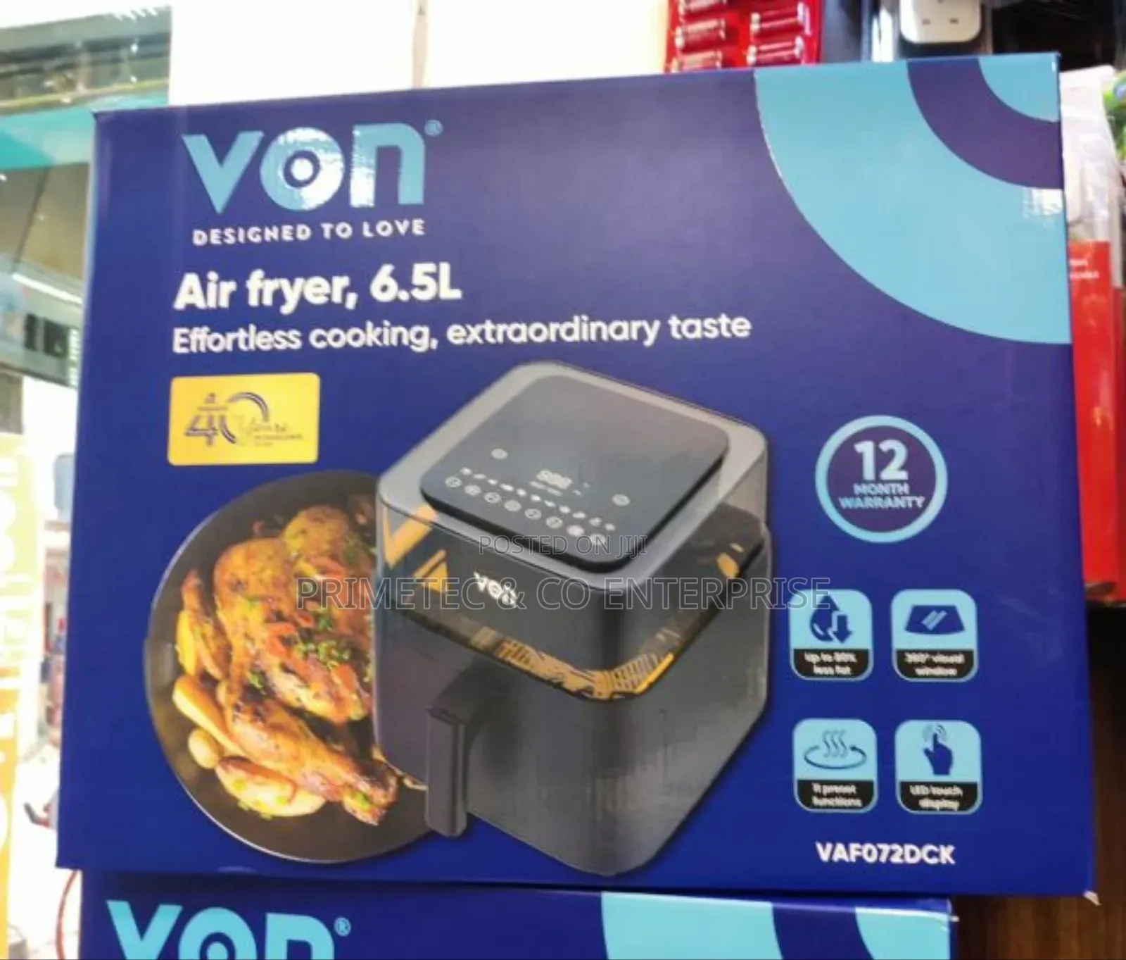 Von Airfryer 6.5litres Digital Vaf072dck