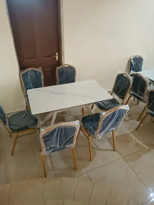 White Dining Table/Hotel Table Set With 6 Chairs Klp8