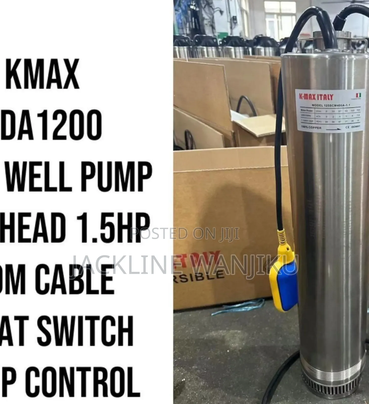 Kmax Dda 1200 60m Head Deep Well Submersible Pump 1.5hp