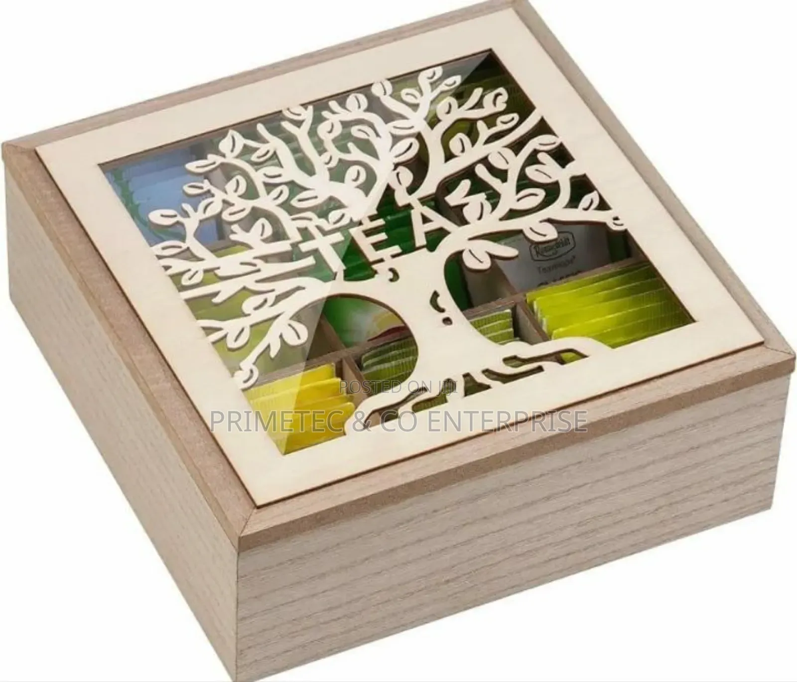 Handmade Family Tree Wooden Tea/Coffee Organizer