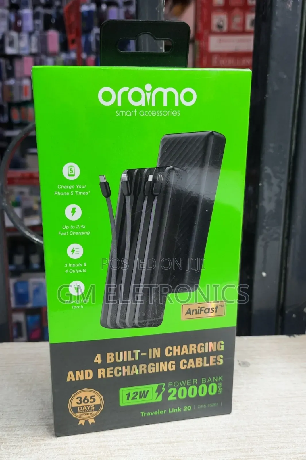 20000mah Powerbank-4 Built-in Charging Recharging Cables.