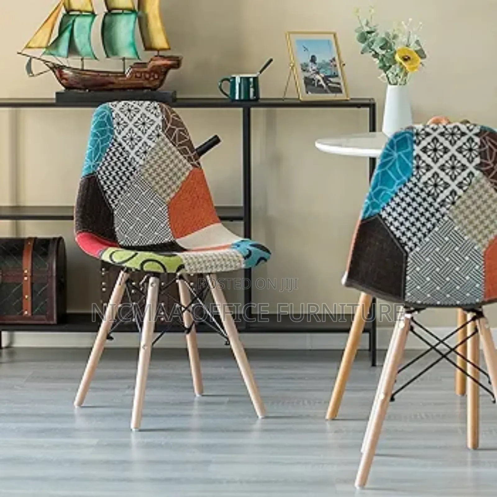 Modern Patch Fabric Chair Set