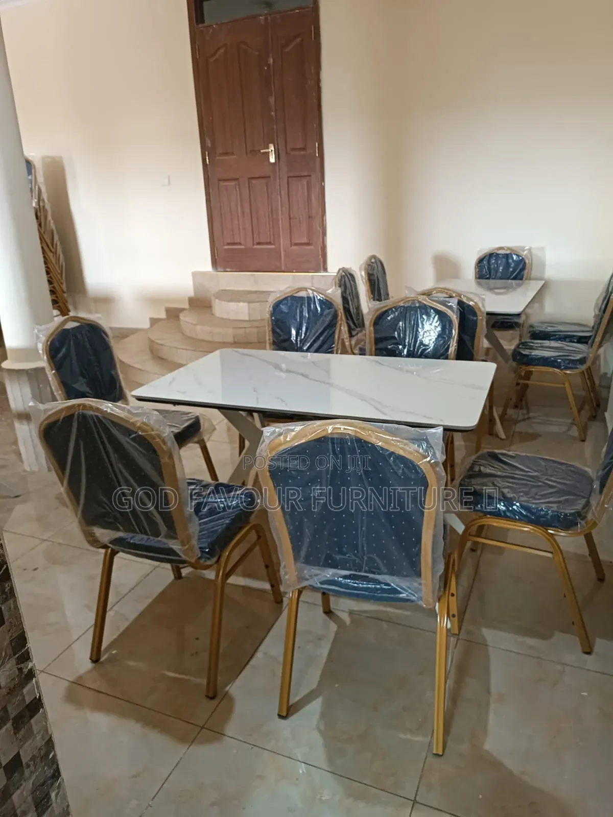 New Modern White Dining Table/Hotel Table With 6 Chairs Qw8