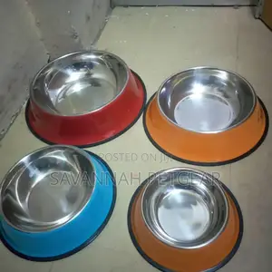Stainless Steel Pet Bowl for a Dog, With a Rubber Base