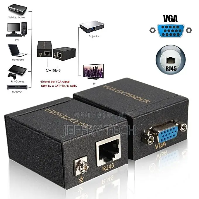 Vga Extender by Cable Ethernet Rj45 Up to 60m , Vga Signal