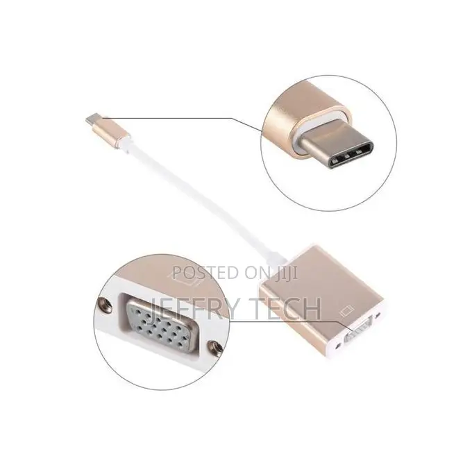 Usb 3.1 Type C to Vga Video Adapter Cable Connector Gold Ht