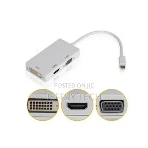 Mini Display-Port to Dvi, Hdmi, Vga, Minidisplay 3 in 1 Conv