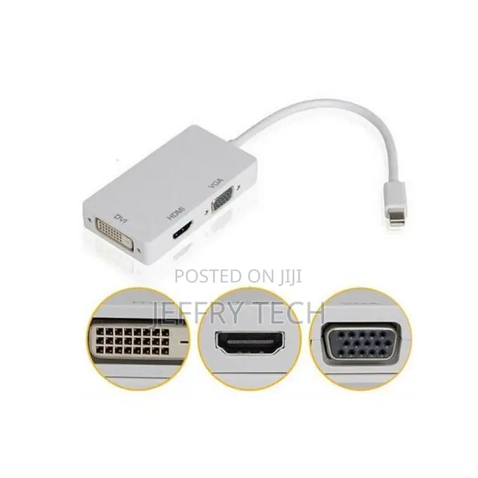 Mini Display-Port to Dvi, Hdmi, Vga, Minidisplay 3 in 1 Conv
