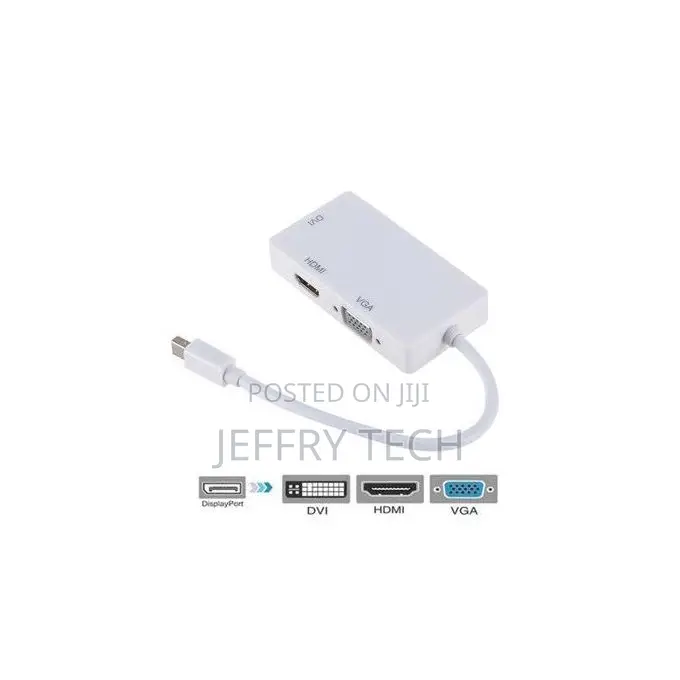 Mini Display-Port to Dvi, Hdmi, Vga, Minidisplay 3 in 1 Conv