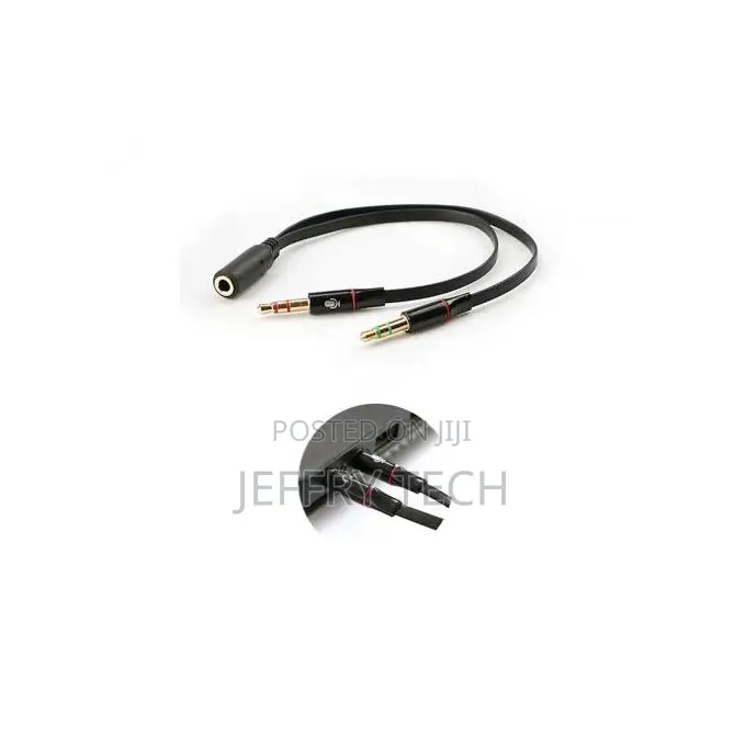 3.5mm Female to 2 Male Y-Cables Stereo Audio Mic for Headpho