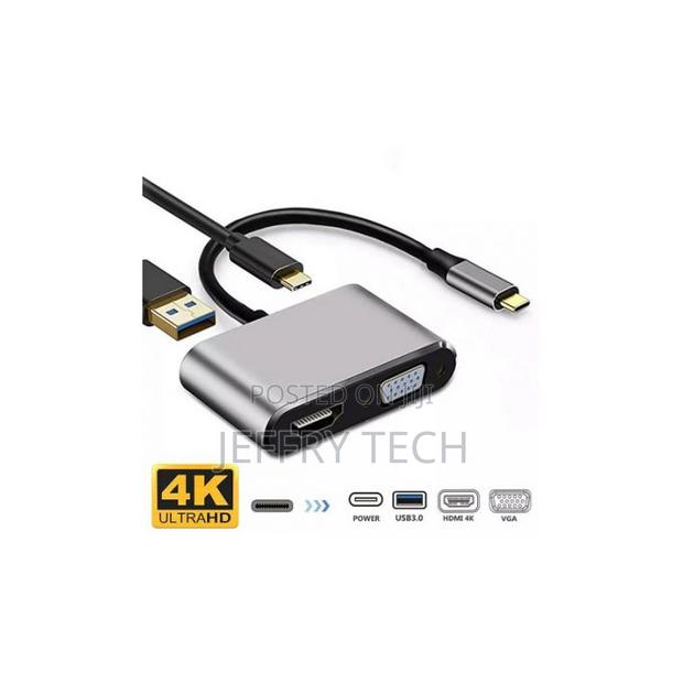 Usb Type C to Hdmi+Vga+Usb3.0+Usb C Converter Adapter