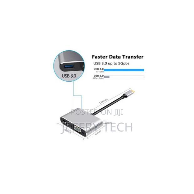 Usb Type C to Hdmi+Vga+Usb3.0+Usb C Converter Adapter - thumbnail 3