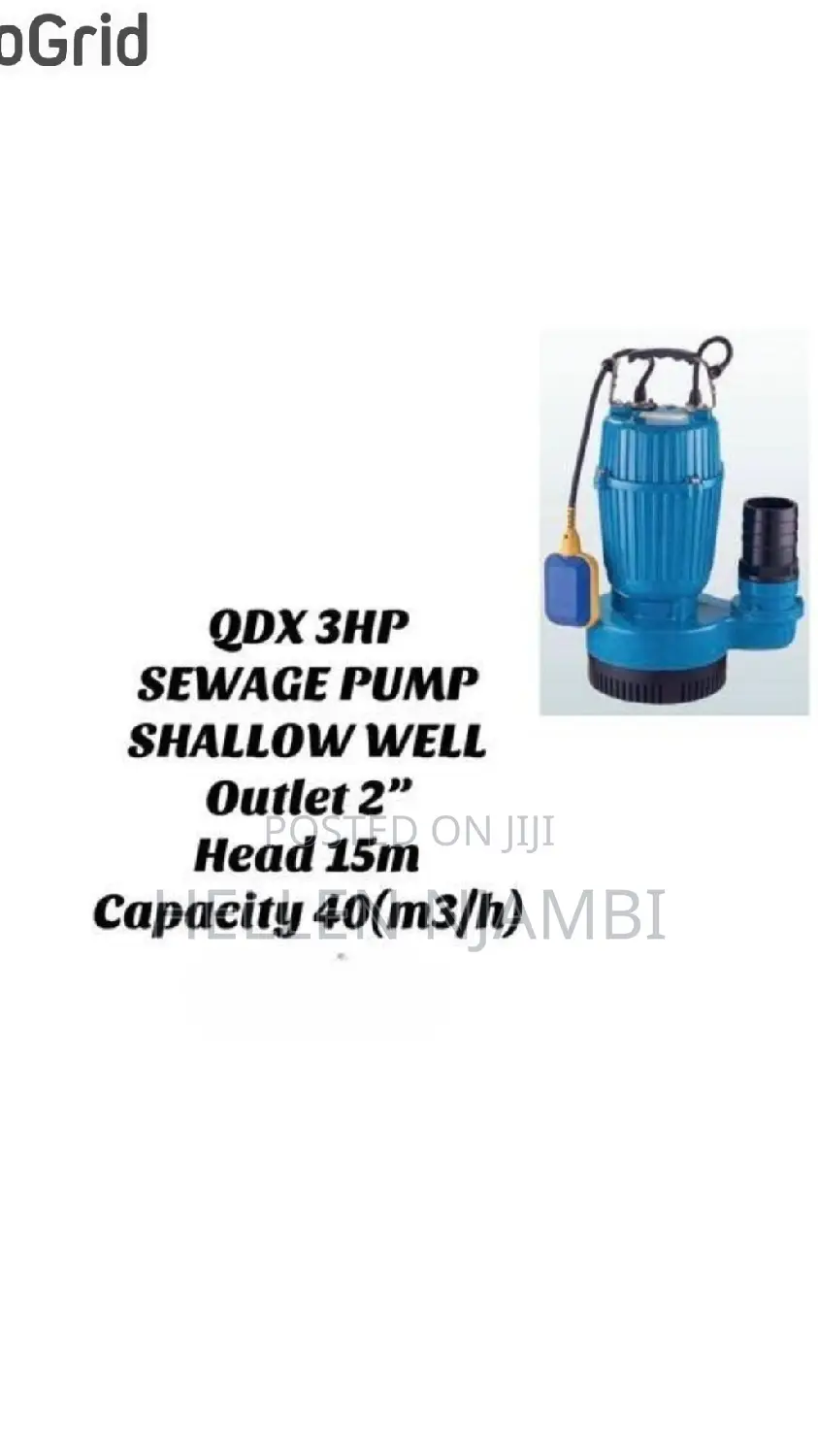 Premier 3hp Sewage/Shallow Well Pump 2" 15m Lift