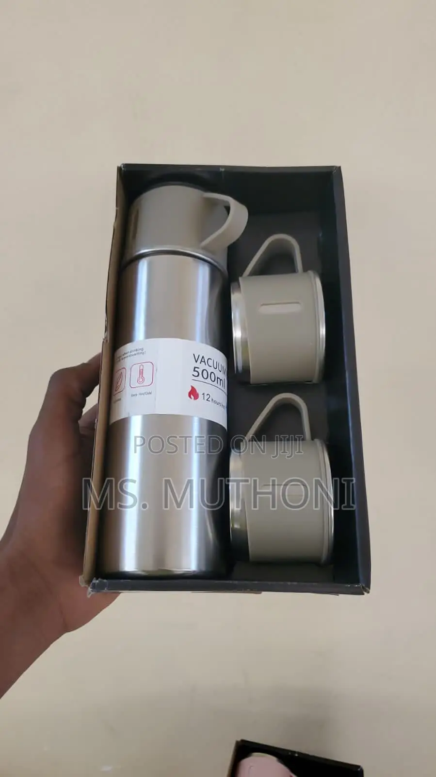 3 in 1 500ml Thermo Flask With 2 Cups Gift Set