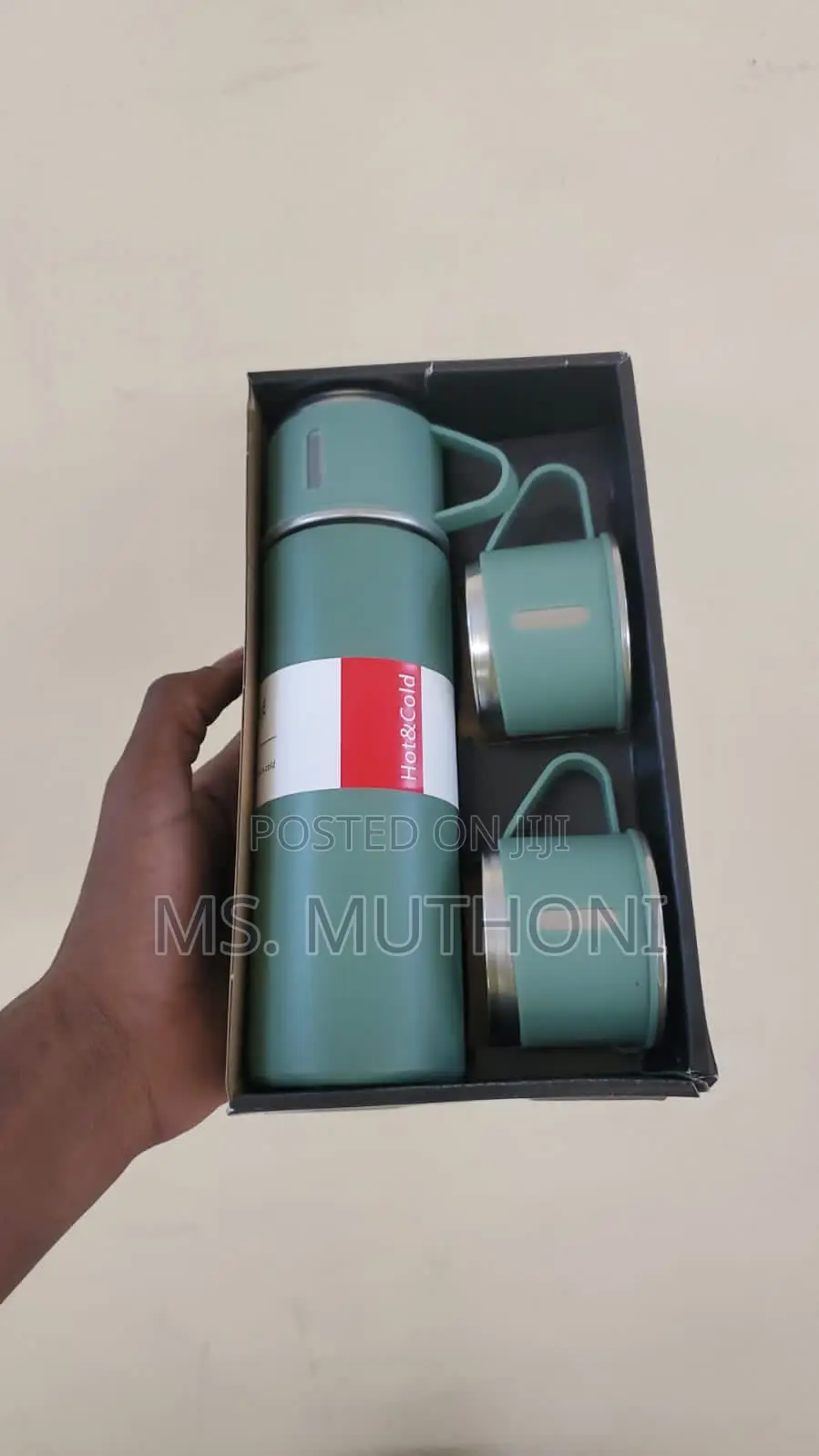 3 in 1 500ml Thermo Flask With 2 Cups Gift Set