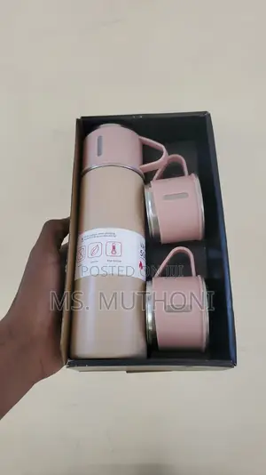 3 in 1 500ml Thermo Flask With 2 Cups Gift Set