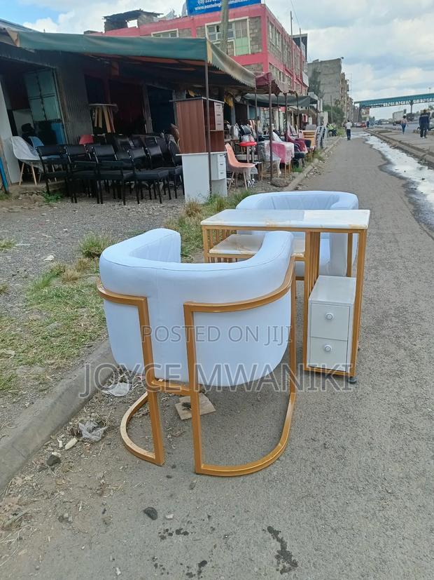 Manicure Set With Marble Table and Leather Seats. - main view