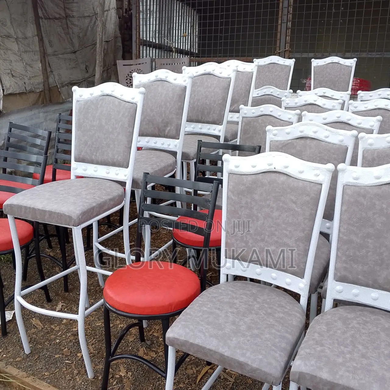 Grey White Set Restaurant And Bar Chairs