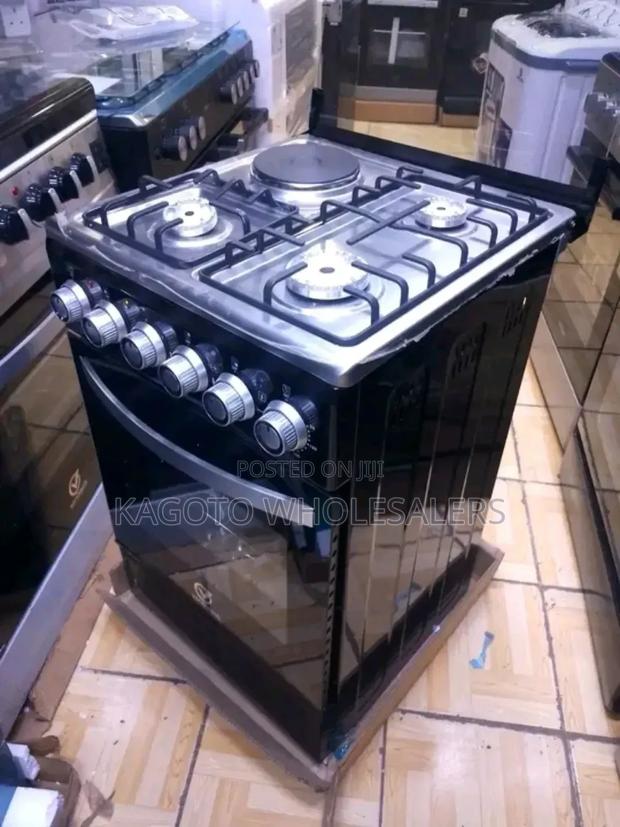 Black Saratech 3+1 Gas Cooker With Electric Oven