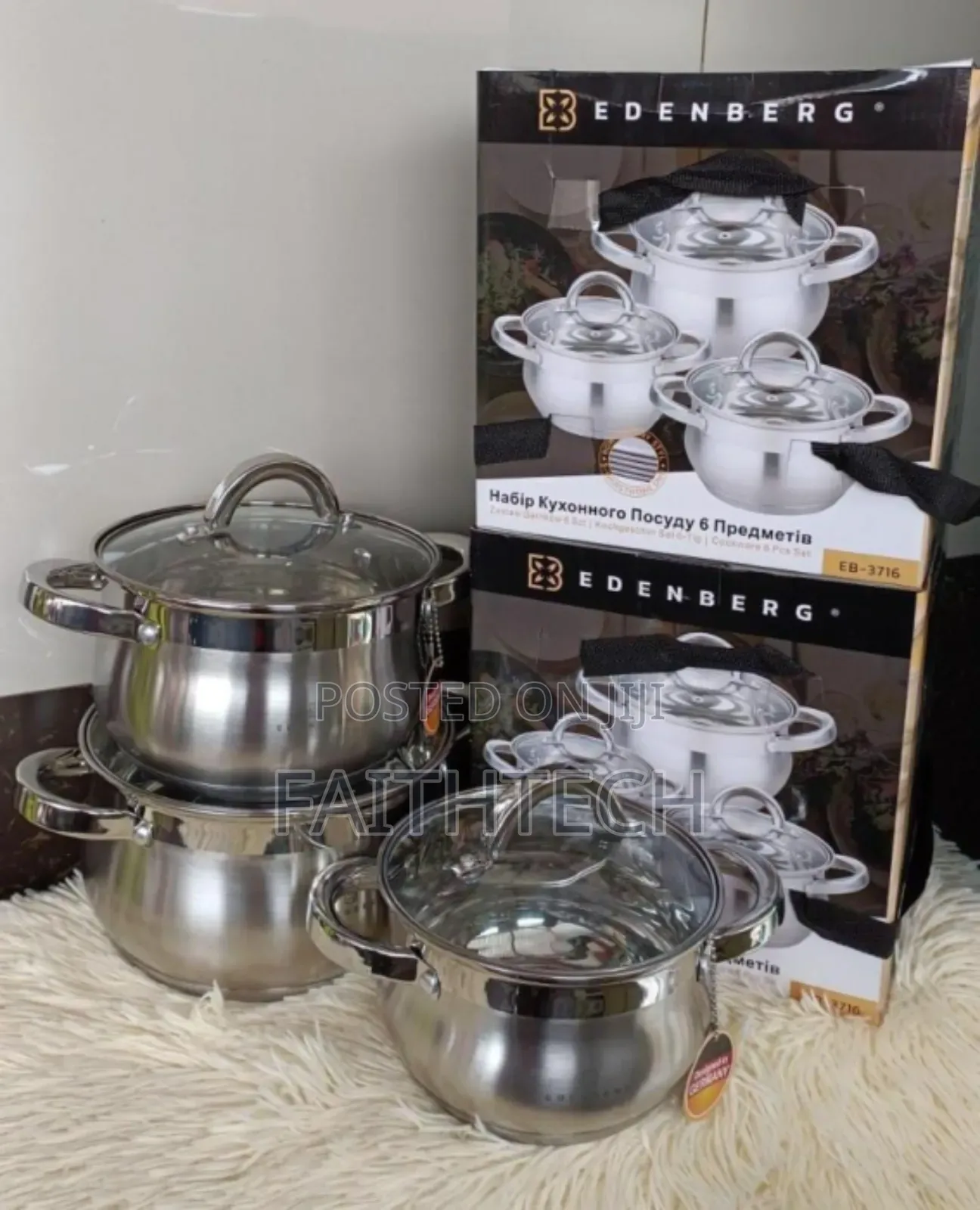6 Pieces Edenberg Eb-3716 Stainless Steel Cookware Set