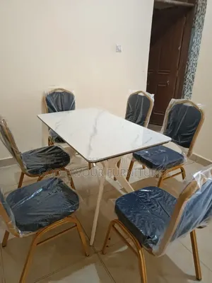 White Modern Dining Table/Hotel Table With 6 Chairs Fqa8