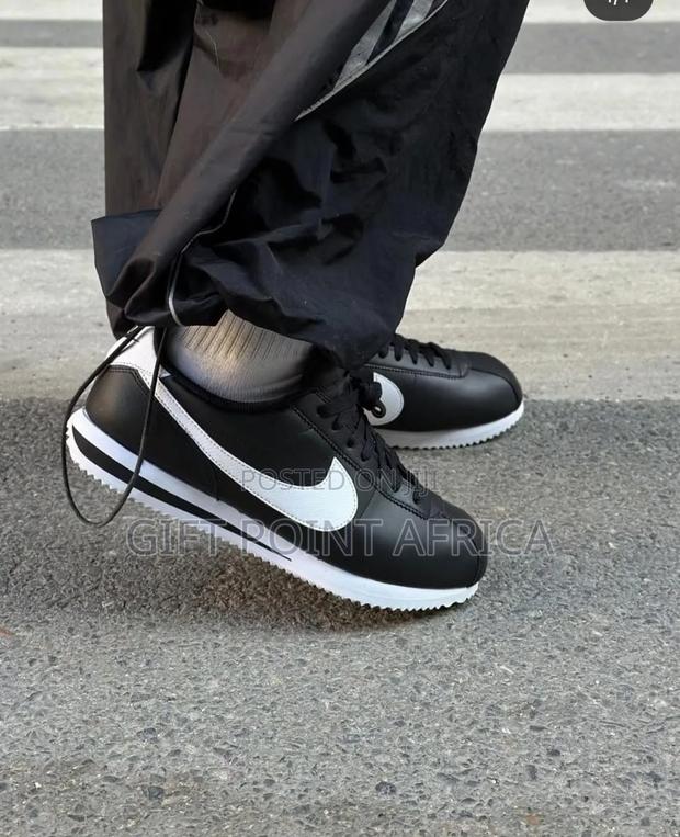 Black White Nike Cortez Sneakers - main view