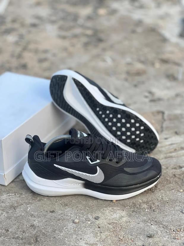 Black White Nike Zoom Running Sneakers - main view